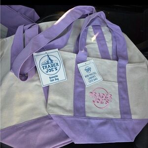 New*Trader Joes large lavender tote/ mini lavender tote lot of 2